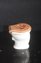 Miniatuur toiletpot wc spreuk & versierde deksel poppenhuis, Antiek en Kunst, Ophalen of Verzenden