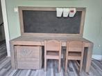 Steigerhouten kinderbureau met 2 Stoeltjes 130/110/45, Kinderen en Baby's, Kinderkamer | Tafels en Stoelen, Ophalen, Tafel(s) en Stoel(en)