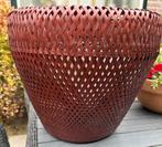 Grote hoge rieten bloempot met binnenpot, Tuin en Terras, Bloempotten, Ophalen of Verzenden, Zo goed als nieuw, Rond, Overige materialen