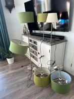 Set van 5 lampen met groen kap, Gebruikt, Rond, Ophalen of Verzenden, 50 cm of meer