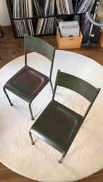 2 Leger stoelen antiek, Huis en Inrichting, Stoelen, Ophalen, Zo goed als nieuw, Bruin