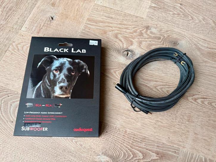Audioquest Black Lab Subwoofer kabel 5 meter, Audio, Tv en Foto, Audiokabels en Televisiekabels, Nieuw, Interlink-kabel, Ophalen of Verzenden