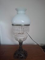 Antieke Lamp met Glazen Kap en Kralen, Antiek en Kunst, Ophalen of Verzenden