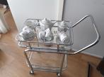 Klein  Theewagen  met antiek  Serviesje, Ophalen of Verzenden, Glas, Zo goed als nieuw, 25 tot 50 cm