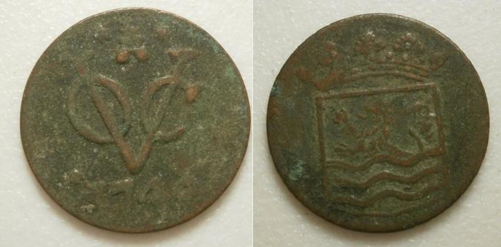 Zeeland VOC Duit 1744, Postzegels en Munten, Munten | Nederland, Losse munt, 1 cent, Vóór koninkrijk, Ophalen of Verzenden