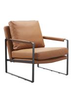 OHNO Furniture Denver - Leather Look Lounge Stoel - Bruin, Niet ingevuld, Bruin, Niet ingevuld, Nieuw