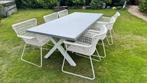 Mooie Aluminium betonlook Tafel met 6 Ikea Hogsten stoelen, Tuin en Terras, Ophalen, Kunststof, 6 zitplaatsen, Zo goed als nieuw