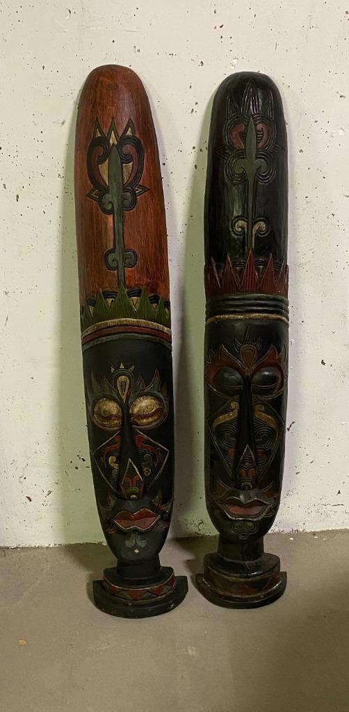 Houten Beelden - Afrikaanse/Oceanische Kunst - Set van 2, Antiek en Kunst, Kunst | Beelden en Houtsnijwerken, Ophalen