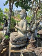 Groot Rustgevend Dharmachakra Boeddha Stenen Tuinbeeld 150cm, Tuin en Terras, Nieuw, Steen, Boeddhabeeld, Verzenden