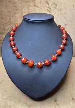 Antieke carneool ketting met antiek zilveren bolslot, Ophalen of Verzenden