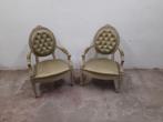 Set van 2 mooie groene Henry III Chippendale open armstoelen, Antiek en Kunst, Ophalen of Verzenden