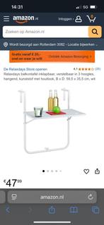 Te koop: Relaxdays balkon tafeltje nog nieuw in doos, Ophalen, Nieuw, Rechthoekig