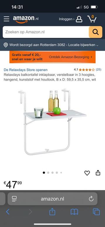 Te koop: Relaxdays balkon tafeltje nog nieuw in doos beschikbaar voor biedingen