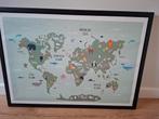 Wereldkaart Schilderij voor Kinderkamer, 50 tot 75 cm, Ophalen of Verzenden, Zo goed als nieuw, Schilderij