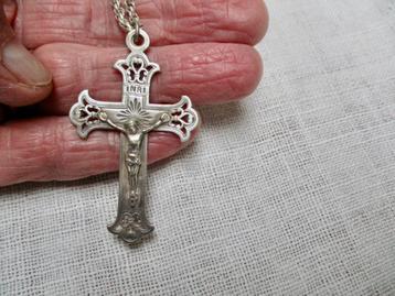 Zilverkleur oude KRUIS hanger met Jezus corpus verzilverd beschikbaar voor biedingen