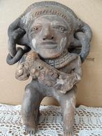 Aardewerk beeld Peru inheems beeld met vogel 22cm vintage, Ophalen of Verzenden