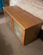 2x Askedal Ikea Nachtkastjes Hout met Glas, Gebruikt, Ophalen of Verzenden, 65 cm of meer, Minder dan 55 cm