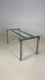 Glazen eetkamertafel, Huis en Inrichting, Tafels | Eettafels, Ophalen, Gebruikt, 50 tot 100 cm, 150 tot 200 cm