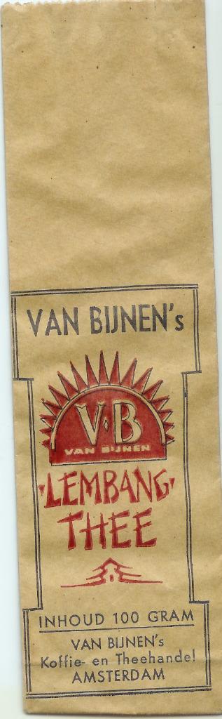 Van Bijnen  Lembang  theezakje voor losse thee, Verzamelen, Merken en Reclamevoorwerpen, Zo goed als nieuw, Verpakking, Ophalen of Verzenden