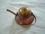 Antiek rood/geel koper koperen kleine ketel kan met hengsel, Ophalen of Verzenden
