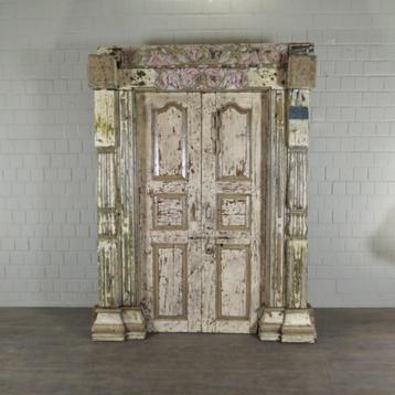 22749 antieke deur, massief teakhout, 1880
