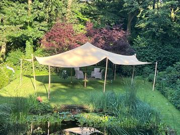 Stretchtent te huur - zandkleur - 6x 10 m of groter