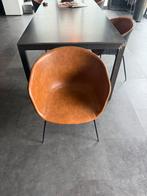 Set van 4 Design Stoelen - Leer/Metaal, Bruin, Leer, Ophalen of Verzenden, Zo goed als nieuw