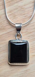 Zilveren kettinghanger met Zwarte Onyx, Zwart, Nieuw, Ophalen of Verzenden, Met edelsteen