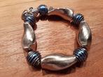 Armband, elastisch, zilverkleurig en blauw, Sieraden, Tassen en Uiterlijk, Armbanden, Ophalen of Verzenden, Zo goed als nieuw