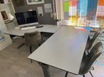 Te koop proffesioneel bureau (2delig) met 3 bureau-stoelen, Ophalen, In hoogte verstelbaar, Zo goed als nieuw, Bureau