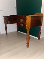 Antieke schrijftafel bureau desk mahonie met ingelegd leer, Antiek en Kunst, Ophalen