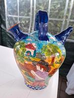 Handbeschilderde Aardewerk Kruik met Tuiten, Antiek en Kunst, Ophalen of Verzenden