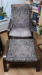 IKEA Poang fauteuil met voetenbank, Huis en Inrichting, Fauteuils, Ophalen, Hout, Gebruikt, 75 tot 100 cm