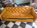 Gratis Vintage Bruinleren Bank - MORGEN OPHALEN!, Huis en Inrichting, Ophalen, Gebruikt, Vintage, Driepersoons