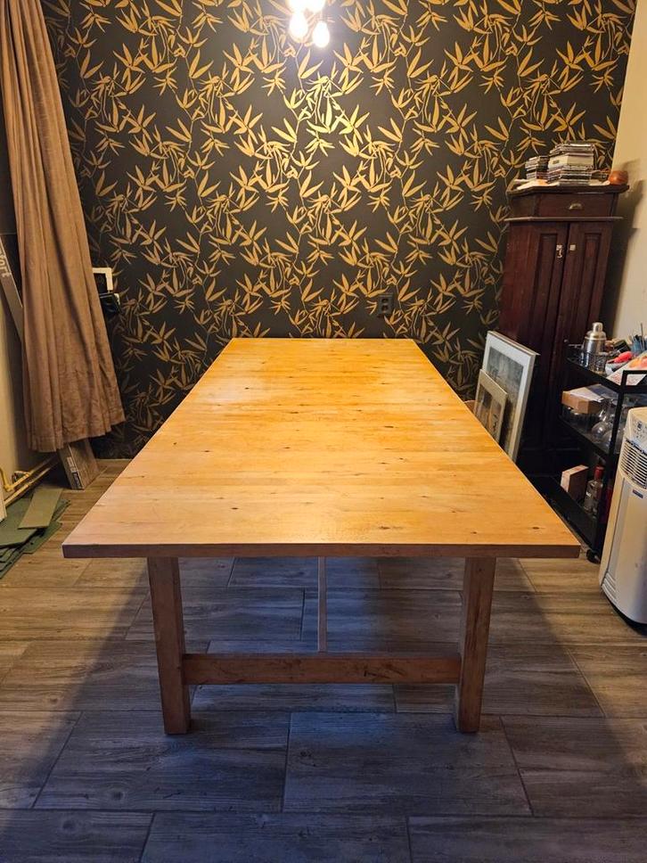 Massief berken houten Eettafel, Ikea, Huis en Inrichting, Tafels | Eettafels, Gebruikt, 100 tot 150 cm, 200 cm of meer, Vijf personen of meer