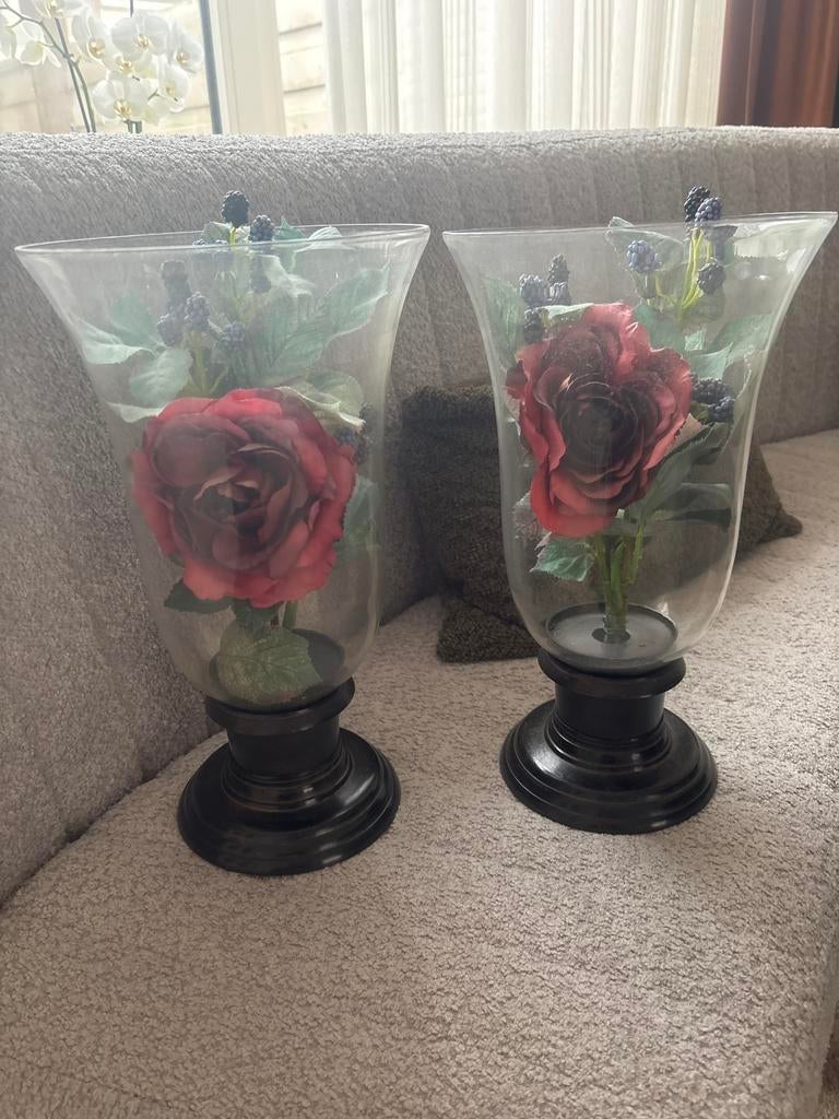 Set van 2 decoratieve kandelaars, Gebruikt, Zwart, Ophalen of Verzenden, Metaal