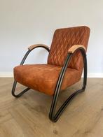 Industriële Fauteuil Ivy Cognac Eco-Leer, Huis en Inrichting, Fauteuils, Ophalen, 75 tot 100 cm, Zo goed als nieuw, Metaal