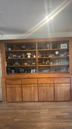 Grote teak houten vitrinekast, Huis en Inrichting, Kasten | Vitrinekasten, Met deur(en), 200 cm of meer, Teakhout, Zo goed als nieuw