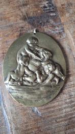 Oude Koperen plaquette met afb. Engeltjes, Ophalen of Verzenden