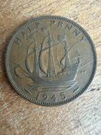 Oude Half Penny Munt - 1945, Postzegels en Munten, Ophalen, Overige landen, Losse munt