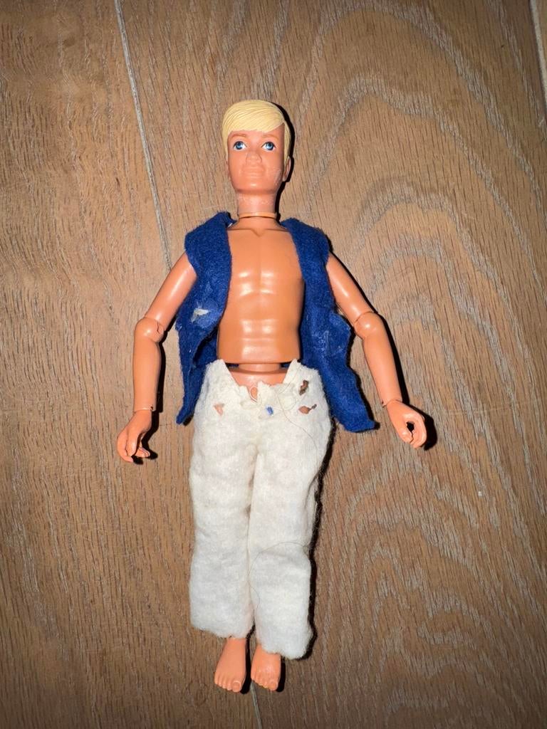 Vintage Ken pop met blauw vest, Ophalen of Verzenden, Gebruikt, Pop