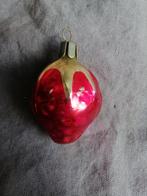 B532 oude kerstbal roze grote aardbei, hoogte 6 cm, Ophalen of Verzenden, Gebruikt