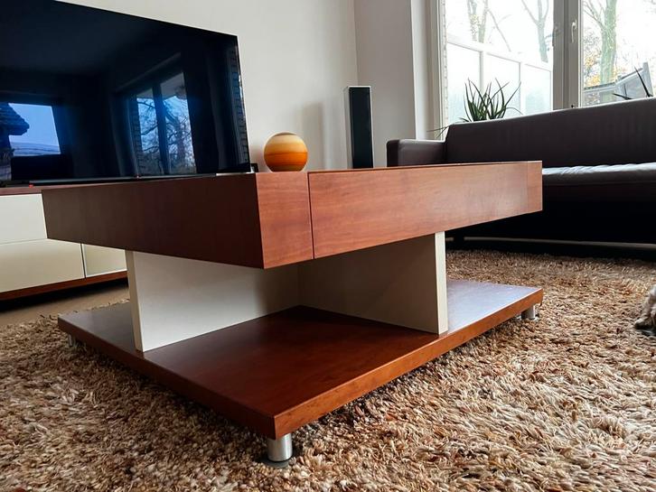 Unieke kersenhouten salontafel met lade, Huis en Inrichting, Tafels | Salontafels, Zo goed als nieuw, Minder dan 50 cm, 100 tot 150 cm