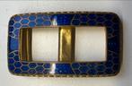 Antiek Art Deco blauw guilloche gesp. Uniek!, Antiek en Kunst, Antiek | Kleding en Accessoires, Ophalen of Verzenden