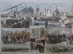 gravure kleur kermis Rotterdam trekschuit Engelse kerk 1882, Antiek en Kunst, Verzenden