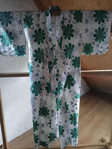 Traditionele Japanse yukata summer Kimono white green beschikbaar voor biedingen