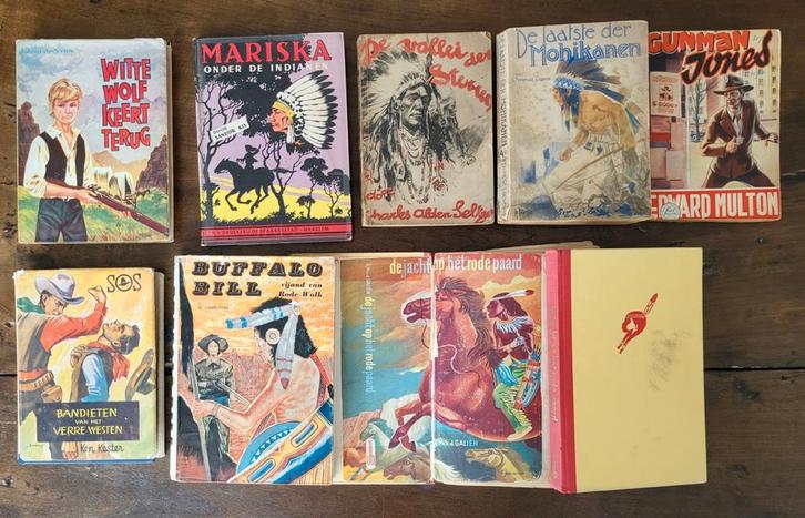 8 oude jongensboeken over cowboys en indianen, Boeken, Kinderboeken | Jeugd | 10 tot 12 jaar, Zo goed als nieuw, Ophalen of Verzenden