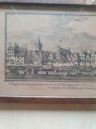 gezigt Haven en Vismarkt Vlaardingen Pronk, Antiek en Kunst, Kunst | Etsen en Gravures, Ophalen