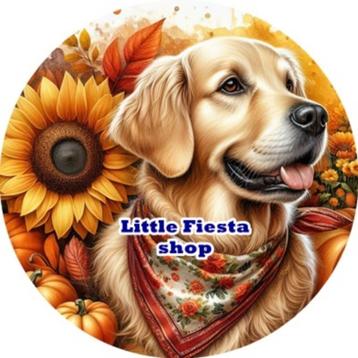 LF4673 icing frosting herfst hond 20cm eetbare taart print  beschikbaar voor biedingen