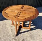 Hartman Prestige teakhouten wangtafel 110 cm, inklapbaar, Ophalen, Gebruikt, Rond, Teakhout